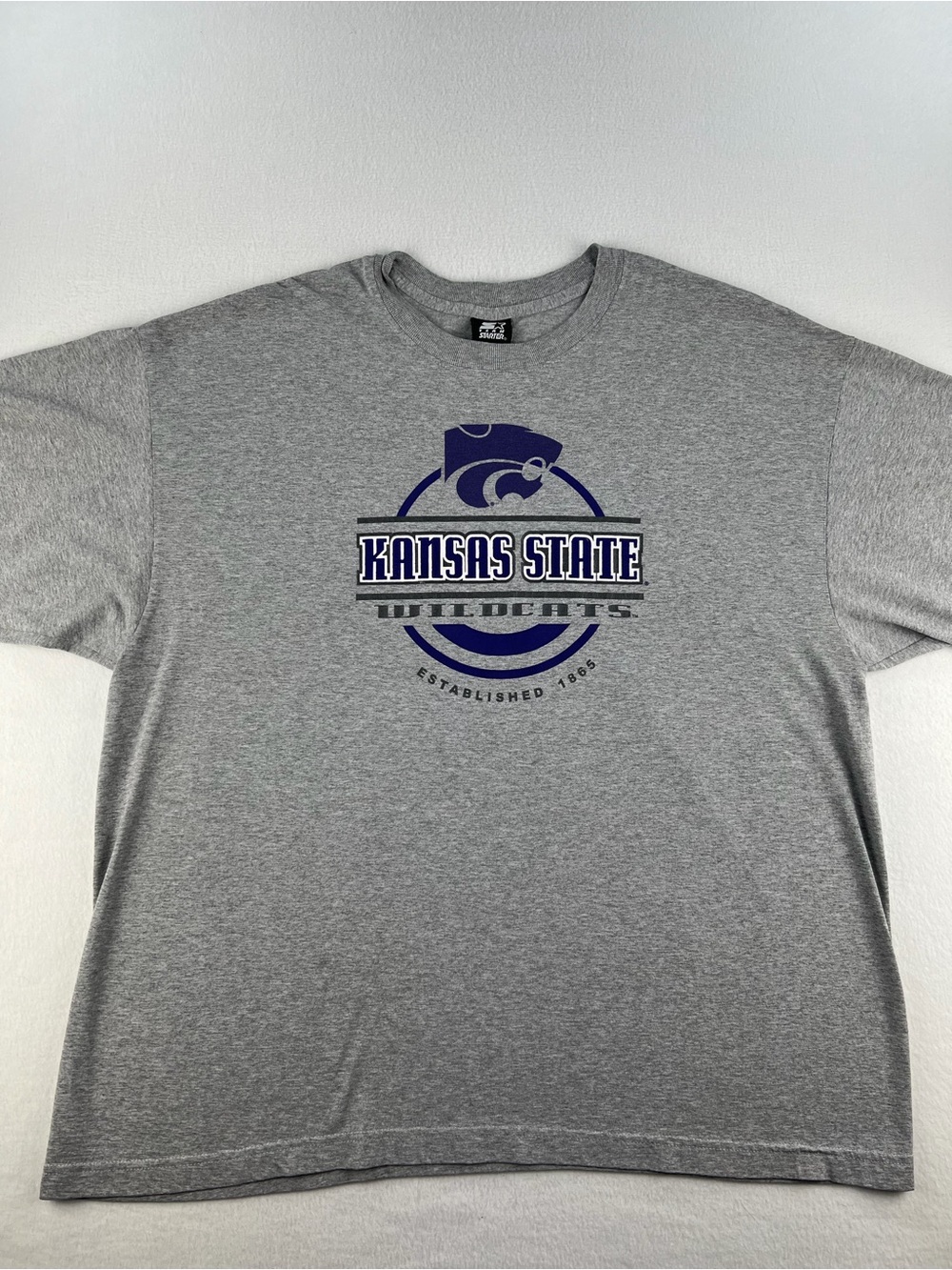 Vintage 90s Starter Kansas State Wildcats Heather Gray Short Sleeve Shirt Sz XL